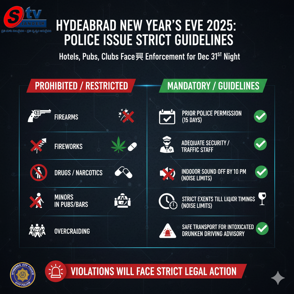 "న్యూ ఇయర్ వేడుకలపై పోలీసుల ఉక్కుపాదం: నిబంధనలు అతిక్రమిస్తే కఠిన చర్యలు తప్పవని హెచ్చరిక"